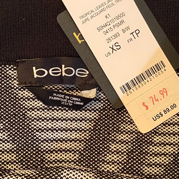 BEBE Bandage Tropical Leaves JACQ Skirt Size XS NWT - Picture 11 of 11